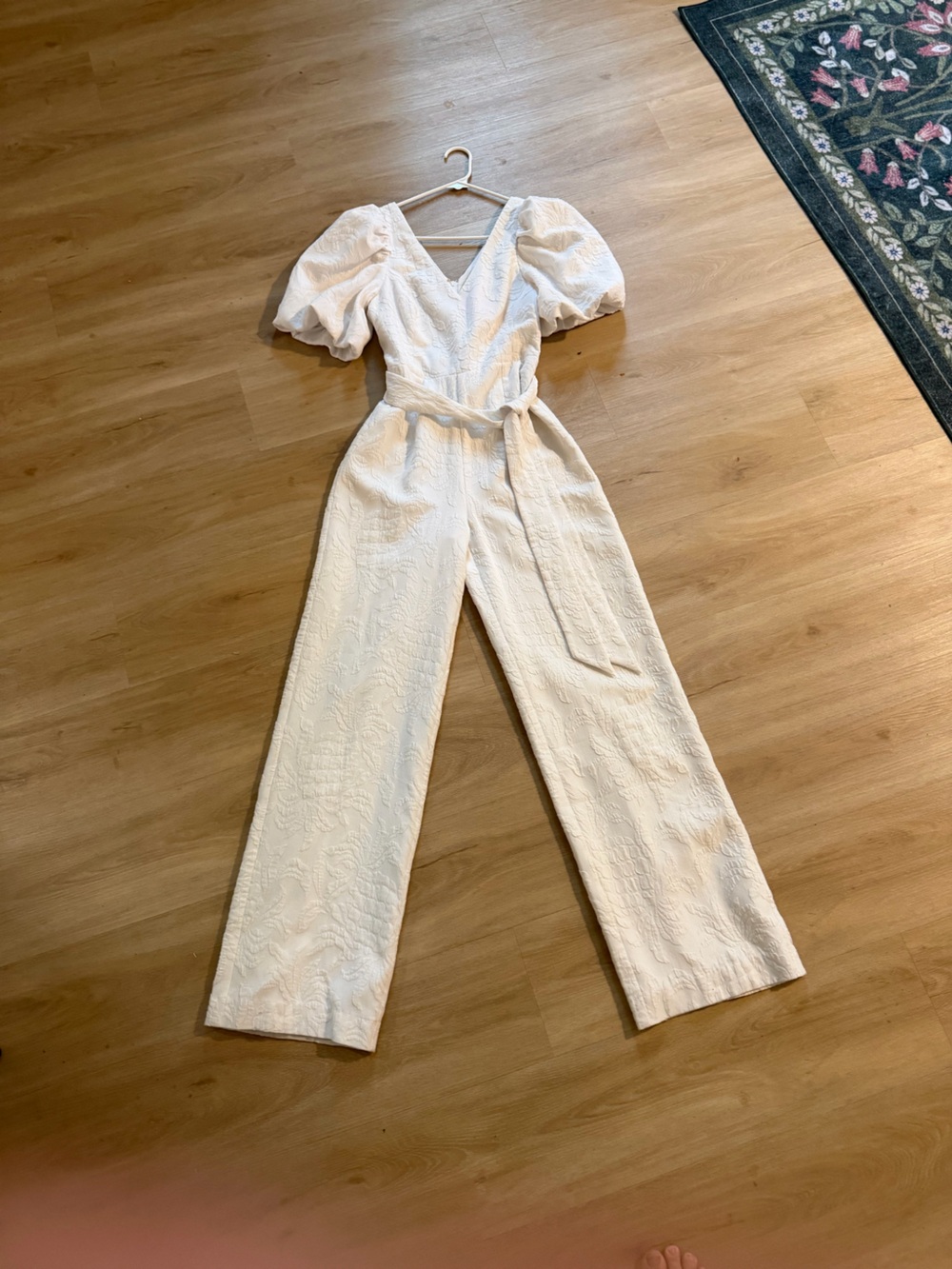 Lilly Pulitzer Ivory Textured Jumpsuit with Tie Waist
